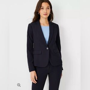 Ann Taylor The One Button Blazer in Seasonless Stretch Perfect Navy